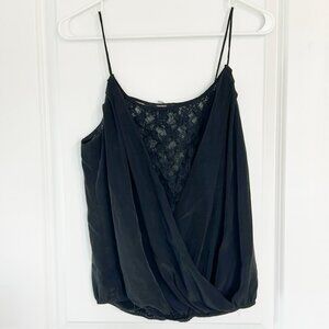 Forever 21 Black Lace Wrap Front Tank Top Size Small